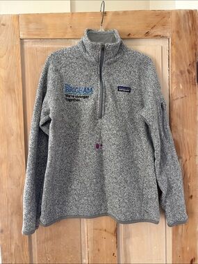 Patagonia Women’s Heather Gray Half-Zip Fleeced Pullover - ink stain!